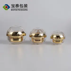 15g 30g 50g Double Wall Cosmetic Sphere Golden Acrylic Jar