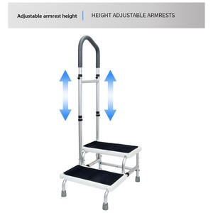 Taburete Multifuncional con Barandilla para Cama, Armario de <span class=keywords><strong>Farmacia</strong></span>, Reposapiés de Una o Dos Escalones, Ajustable en Altura para Personas Mayores - Product Image 3