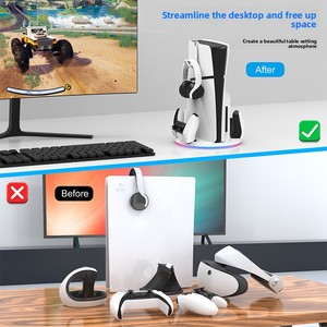 Jemdo Universal Digital <strong>Dock</strong> for <strong>PS5</strong> Slim Fast <strong>Charging</strong> Cooling Stand Dual <strong>Controller</strong> <strong>Charging</strong> Capability Plastic Accessory - Product Image 1