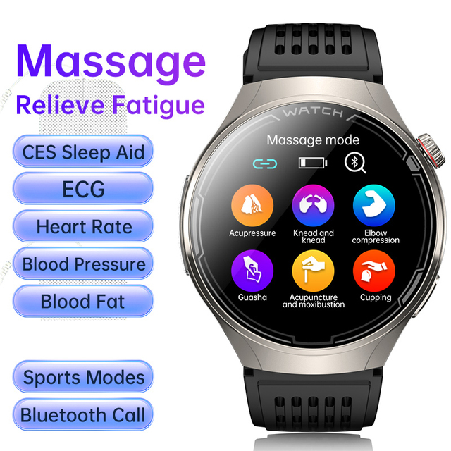 New AMOLED HD IP67 Waterproof 5G Touch Screen Sleep Tracker Heart Rate Monitor Smart Watch Magnetic Leather Band SOS One Click