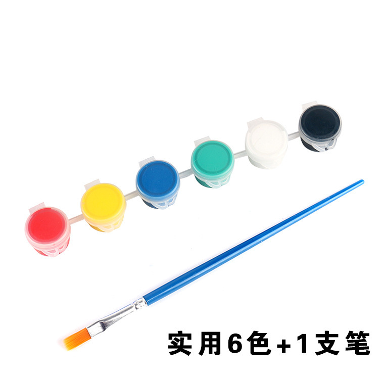 Seis colores de pintura con un bolígrafo.