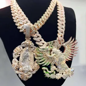 Factory Customized Moissanite Pendant Men Iced Out Jewelry VVS Moissanite Diamonds Cuban Chain 3D Custom Name Hip Hop Pendant