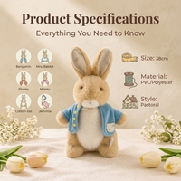 Peluche de collection Peter Rabbit Floral Meadow Art Toy, Madame Lapin Flopsy, PVC, polyester, accessoires, 38 cm, décoration pastorale vintage