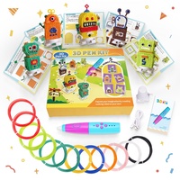 Kit de Lápiz 3D STEM Robot Caminante para Niños, Seguro a Baja Temperatura, Inalámbrico, Recargable, con Filamento PCL de 10 Colores, Juguete Educativo, Set de Regalo