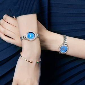 Montre à quartz pour femme, cadran rond en pierre de grès bleue, étanche 3 ATM, bracelet en métal, montre-bracelet élégante pour femme - Product Image 4