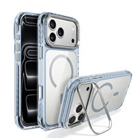 Coque de téléphone ultra-fine transparente magnétique de haute qualité avec béquille invisible anti-chute légère pour iPhone 18 Pro Max