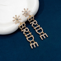 Nouvelles boucles d'oreilles de mariage pendantes en strass et cristal, motif lettre BRIDE, design de créateur