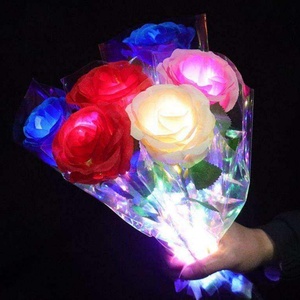 Led Glowing Artificial Silk Flowers Light up Rose Bouquet Valentines Mother's Day Gift for Home Wedding Centerpieces Party <b>Decor</b> - Product Image 6