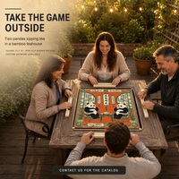Tapis de jeu de mahjong en caoutchouc naturel rouge élégant de 31,5 pouces avec logo personnalisé et sac de rangement pour les fêtes en famille
