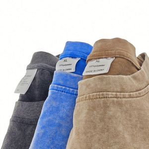 Design Acid Wash T-shirts Customizable Logo Printed Basic Style 100% Cotton Stone Wash Short Sleeve Wholesale 260 Grams Knitted - Product Image 6