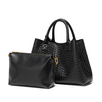 Nouveau Sac à Main en PU Tressé Haut de Gamme Printemps/Été 2026 pour Femme, Grande Capacité, Ensemble de Trois Pièces, Fermeture Magnétique, Simple et Luxueux