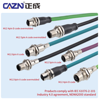 M12 Macho Hembra Enchufe Blindado PVC Cable Arnés de cableado 1M 2 M 5M Longitud Latón Contacto Material Categoría de producto Conectores