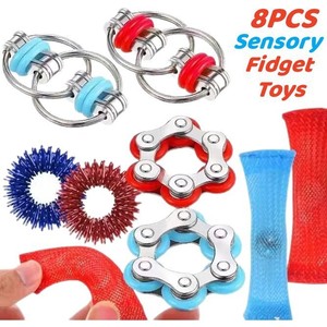 Set de Juguetes Sensoriales Antiestrés, Paquete de Regalo con Cubo Infinito, Anillos, Juguetes de Malla y Llaveros para Niños - Product Image 3