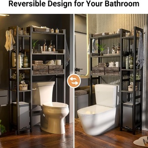 Estante de Almacenamiento para Baño de Metal y Madera Tradicional con Estante para Inodoro, 2 <span class=keywords><strong>Cajones</strong></span>, 7 Niveles Ajustables, Fácil Montaje - Product Image 3