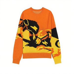 Maglione da uomo in cotone 100% con Logo personalizzato OEM maglione invernale con motivo <span class=keywords><strong>Jacquard</strong></span> lavorato a maglia girocollo - Product Image 4