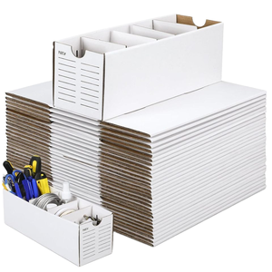 Logo personnalisé <span class=keywords><strong>blanc</strong></span> bacs de rangement en carton kraft diviseurs carton ondulé <span class=keywords><strong>étagère</strong></span>s à outils boîte de pièces en carton - Product Image 1
