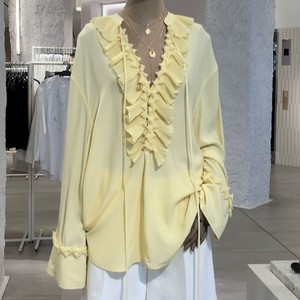 Top estivo con collo in pizzo a tinta unita <span class=keywords><strong>camicia</strong></span> in Chiffon a maniche lunghe da <span class=keywords><strong>donna</strong></span> Sehe Fashion - Product Image 6