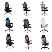 Chaise de bureau pivotante ergonomique pour la maison, dossier haut, en maille noire, accoudoirs rabattables