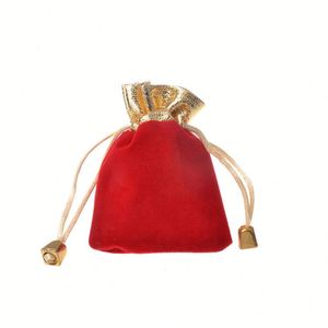 7*9cm 9*12cm Flannel Gold Drawstring Velvet Jewelry Packaging <b>Bag</b> Christmas Candy Gift <b>Bag</b> - Product Image 1