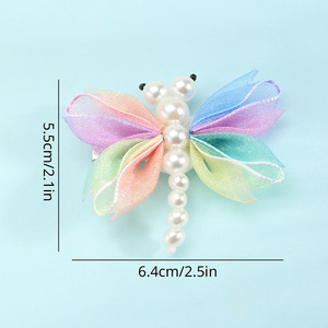 Pinzas para el cabello con diseño de libélula degradada y perlas, bonitas horquillas con animales para niñas pequeñas, accesorios diarios para el cabello de niños. - Product Image 2
