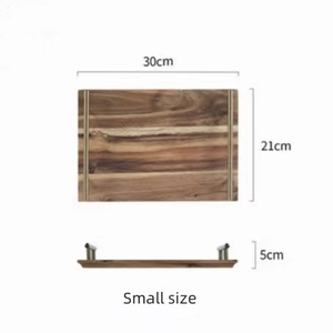 Nordic Christmas Dark Wood Metall Kaffee tablett Haushalt Rechteckige Akazie Holz Serviert ablett mit Edelstahl griff - Product Image 5
