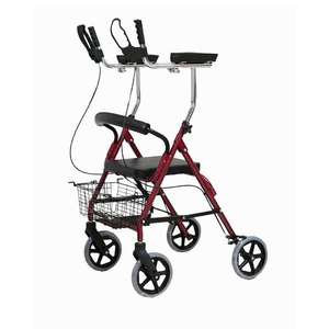 Déambulateur pliable portable avec siège et panier pour personnes âgées, 4 roues, rouge - Product Image 2