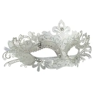 Personalized Blue Venetian Luxury Metal Eye Masquerade Mask With Crystals