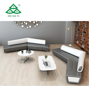 Muebles de vestíbulo de hotel Juego de sofás seccionales de tapicería de cuero sintético moderno para oficina Apartamento de área pública comercial Albergue - Product Image 1
