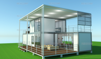 Conteneur préfabriqué de 222 m², 7 unités combinées, maison familiale de 3 chambres avec véranda dans le Sabah