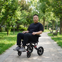 Fauteuil roulant pliable pour avion, avec barre de traction, en acier carbone, facile à transporter – Meilleures ventes