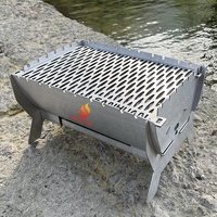 Barbecue pliant compact et portable en acier inoxydable, résistant à la rouille, facile à nettoyer, pour balcon, camping-car, 1 à 3 personnes, faible teneur en carbone