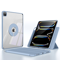 Étui de protection transparent rotatif détachable avec porte-crayon en cuir PU à trois volets pour iPad Pro 11 pouces étui M4 2024 5th Gen Case