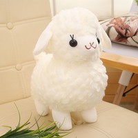 Boneka Domba Alpaca Super Lembut Simulasi Hewan, Isi Kapas PP, Teknik Bordir, Hadiah Ulang Tahun untuk Anak Perempuan