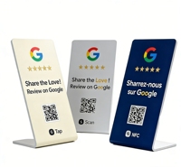 Tarjeta de Membresía NFC Acrílica con Código QR Personalizado para Redes Sociales, Soporte de Mesa RFID, Google Review