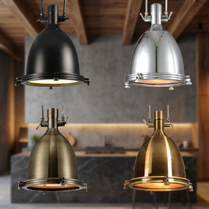 Suspension industrielle moderne style ferme, abat-jour en fer, LED dimmable, installation facile, luminaire de plafond suspendu pour restaurant - Product Image 2