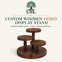 Support à tasses de luxe personnalisé en bois de Paulownia, style chinois, étagère multifonctionnelle pour bibelots, présentoir à 3 niveaux en bois massif pour marque
