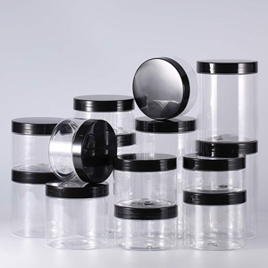 Hot Selling Cosmetic Pet Jar 150g 250g 4oz 8 Oz Clear <b>Body</b> <b>Scrub</b> Plastic Cream Jar With Black White Lid - Product Image 4