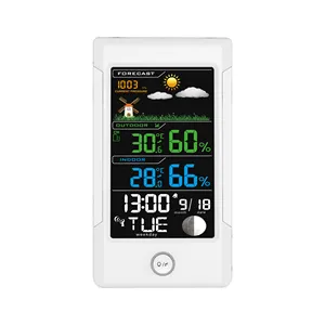 屋内屋外温度と湿度を備えた433mhzワイヤレスカラー気象台時計MAX/MINはアラームスヌーズカレンダーを記録します