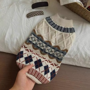 Pet <b>Dog</b> Cat <b>Sweater</b> Beige Blue Brown Winter Diamond Pattern Comfortable Leisure Clothes For Teddy Bear Bichon Frise Maltese - Product Image 4