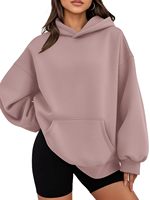 Sweat-shirt à capuche décontracté pour femme en polyester/coton tricoté respirant, style décontracté pour le printemps, l'automne et l'hiver, avec logo frontal et épaules tombantes