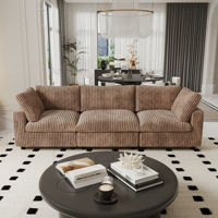 Canapé Sectionnel Modulable ATUNUS en Forme de L, de Luxe Italien, Lavable, en Velours Côtelé Marron, pour Salon