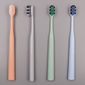 Cepillo de dientes minimalista con mango de un solo color, cerdas de nailon suave de 19,1 cm para higiene bucal en el hogar, uso para adultos - Product Image 4
