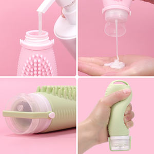 Kit de voyage en silicone réutilisable et portable, flacons souples anti-fuite et ensemble de porte-bouteilles, flacons de lotion compressibles, gadgets pour flacons - Product Image 4