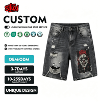 Shorts en jean pour hommes, style streetwear vintage déchiré, délavage foncé, faible MOQ personnalisé, pour l'été, hip-hop