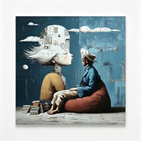 Peinture à l'huile abstraite sur toile, style surréaliste moderne, peinte à la main, avec figure créative et architecture, pour décoration de salon