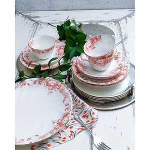 Juego de Lujo de Tres Tazas con Flores Naranjas y Plato para Pastel, Recipientes de Almacenamiento de Alimentos de Estilo Europeo Ecológicos para Hoteles - Product Image 1