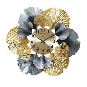 3D Handmade <strong>80cm</strong> Metal Ginkgo Luxury <strong>Wall</strong> <strong>Clock</strong> for Home Decoration Reloj De Pared - Product Image 4