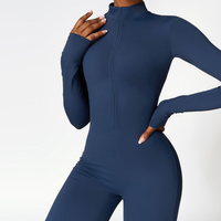 Combinaisons de yoga décontractées MIQI, coupe ajustée, respirantes, demi-zip, manches longues pour femmes