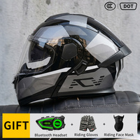 Casques modulables de moto DOT les plus vendus, casques à double visière, casque rabattable avec Bluetooth, ensemble de trois pièces, vente en gros