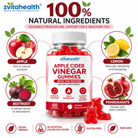 Gummies véganes au vinaigre de cidre de pomme à marque privée avec la mère naturelle, B12, B9, extrait de grenade et de betterave – Soutien énergétique et métabolique pour adultes
